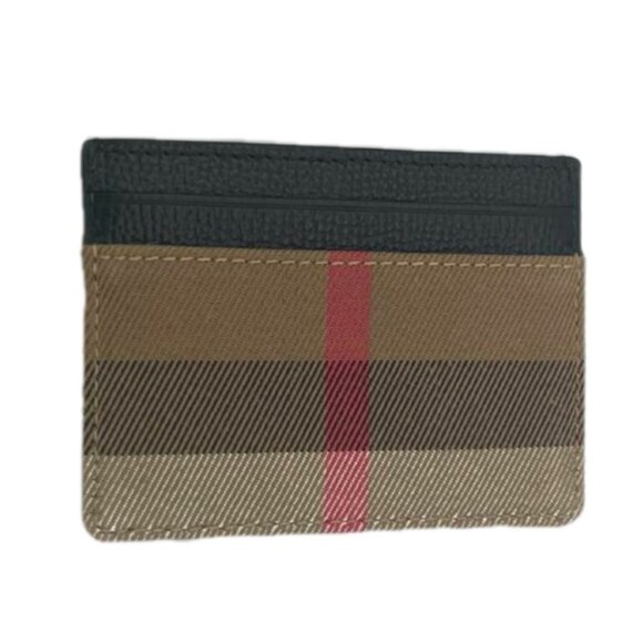 Burberry Sandon Check Canvas & Leather Card Case Black - Picture 1 of 10